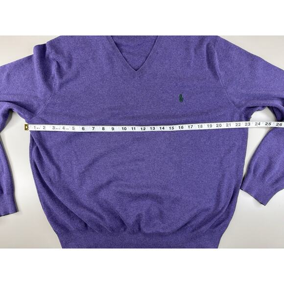 Vintage Polo Ralph Lauren V-Neck Sweater Men’s XL Purple Pima Cotton Pony Preppy - Picture 5 of 9